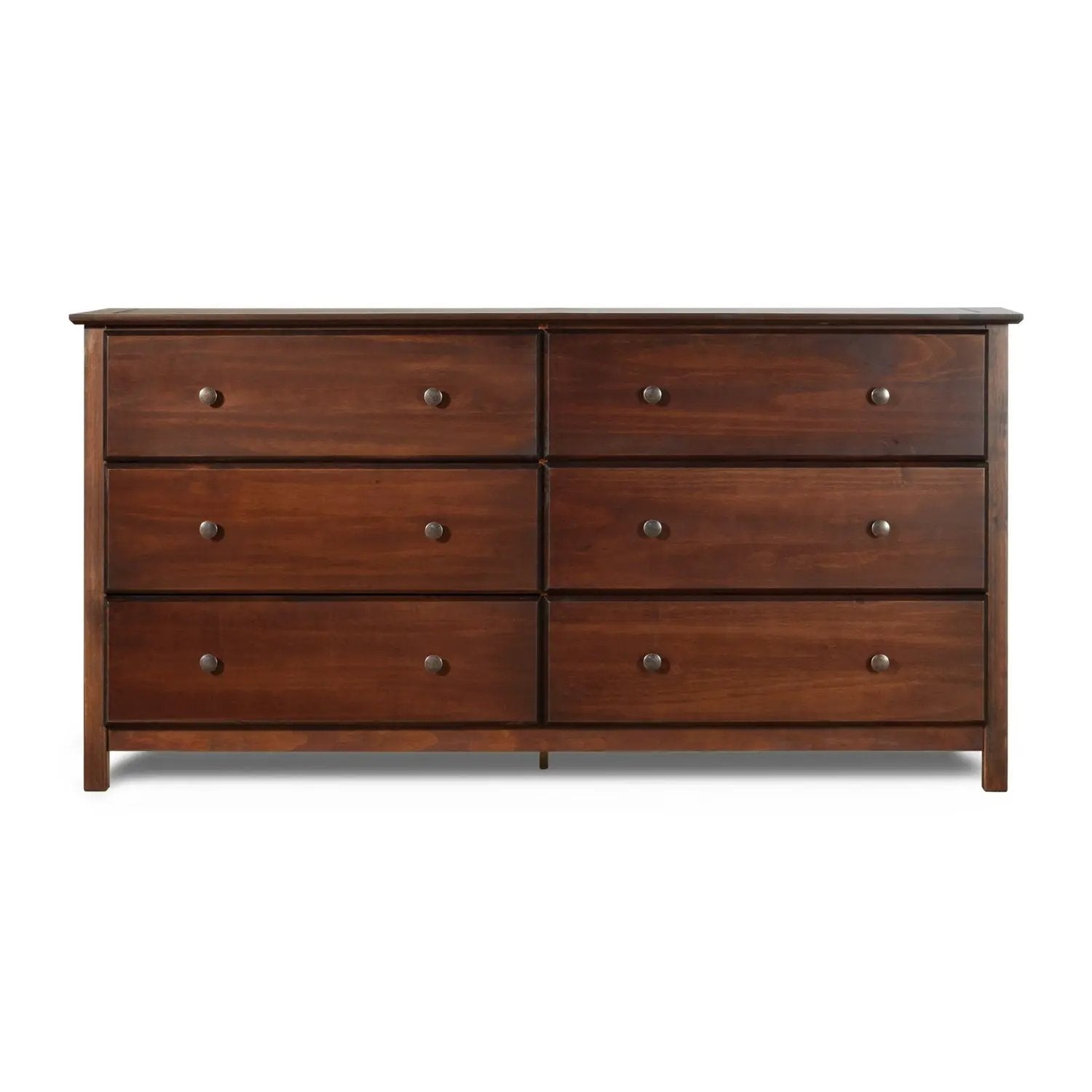 Farmhouse Solid Pine Wood 6 Drawer Dresser in Cherry Finish by HomePacific