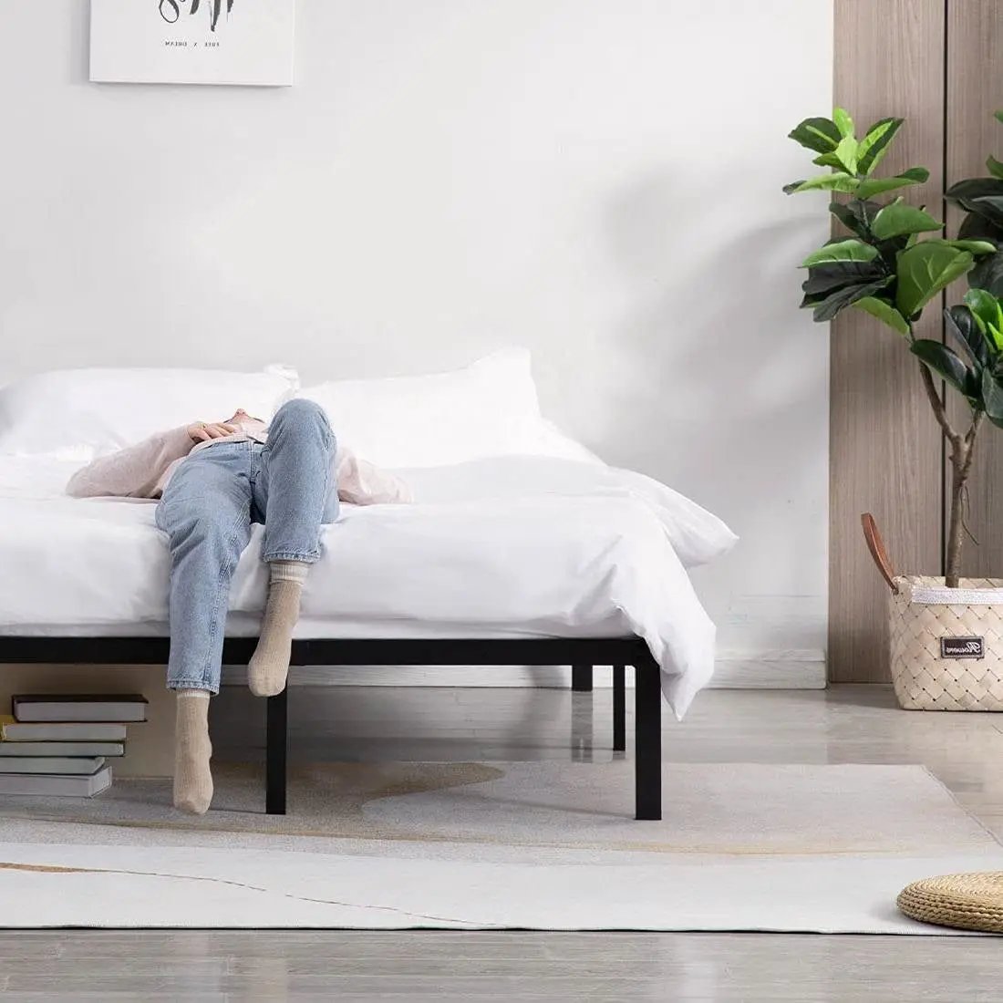 Full Heavy Duty Metal Platform Bed Frame with Wood Slats 3,500 lbs Weight Limit by HomePacific