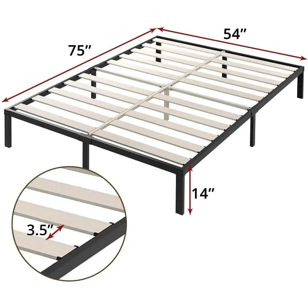 Full Heavy Duty Metal Platform Bed Frame with Wood Slats 3,500 lbs Weight Limit by HomePacific