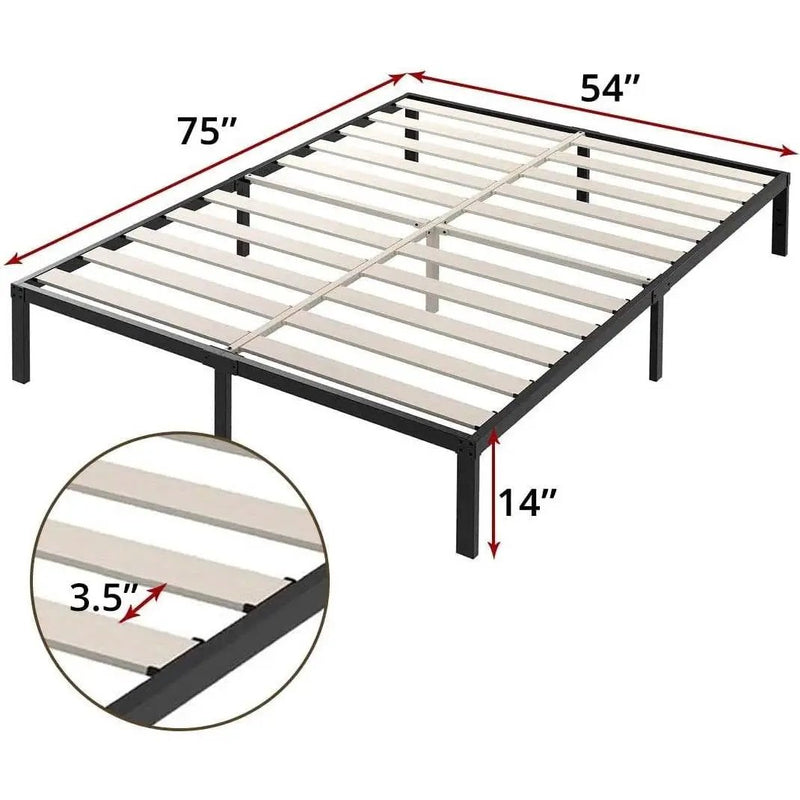 Full Heavy Duty Metal Platform Bed Frame with Wood Slats 3,500 lbs Weight Limit by HomePacific