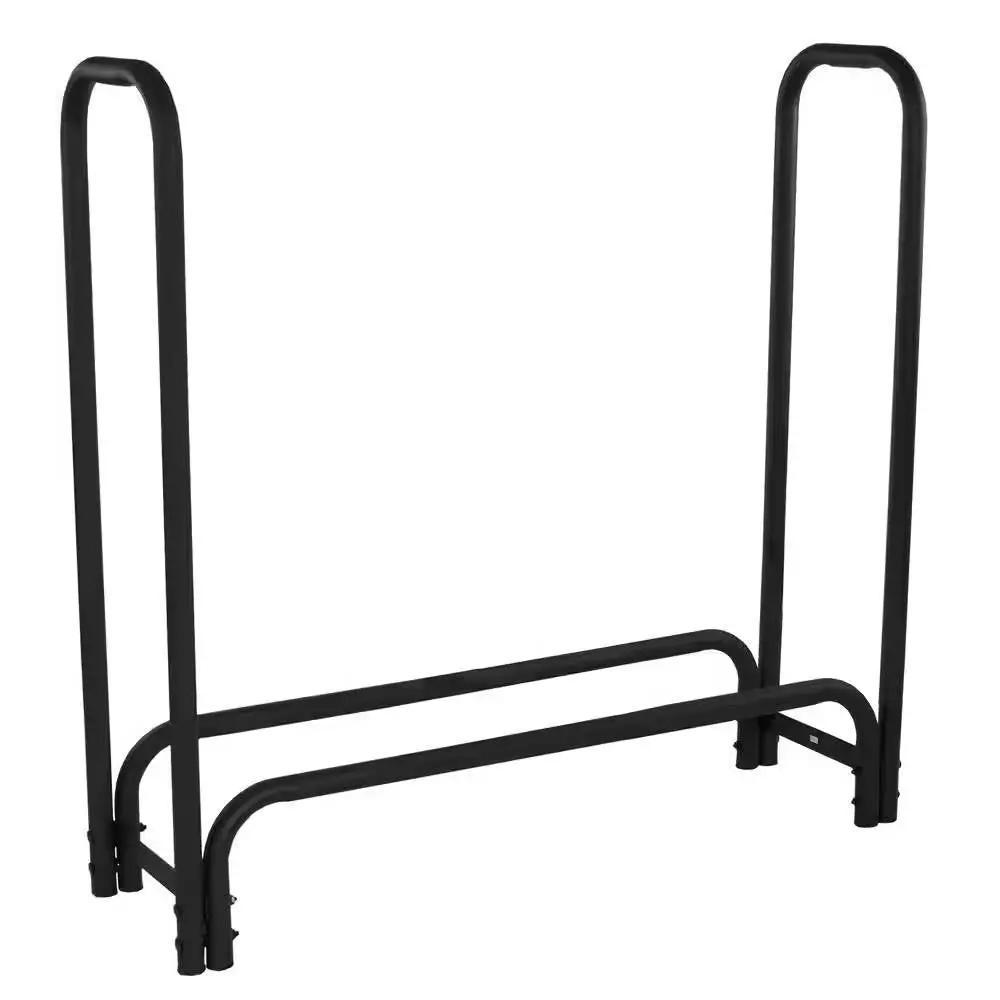 4-Ft Heavy Duty Steel Black Metal Firewood Rack - Easy to Assemble by HomePacific