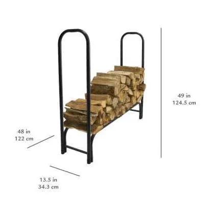4-Ft Heavy Duty Steel Black Metal Firewood Rack - Easy to Assemble by HomePacific