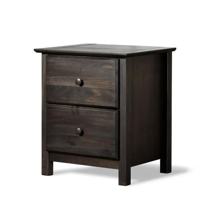 Farmhouse Solid Pine Wood 2 Drawer Nightstand in Espresso by HomePacific