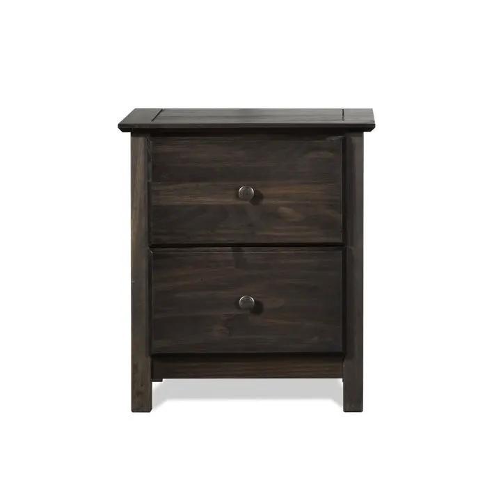 Farmhouse Solid Pine Wood 2 Drawer Nightstand in Espresso by HomePacific