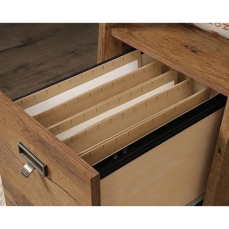 FarmHouse Rustic Oak Executive Desk w/ Filing Cabinets Storage by HomePacific