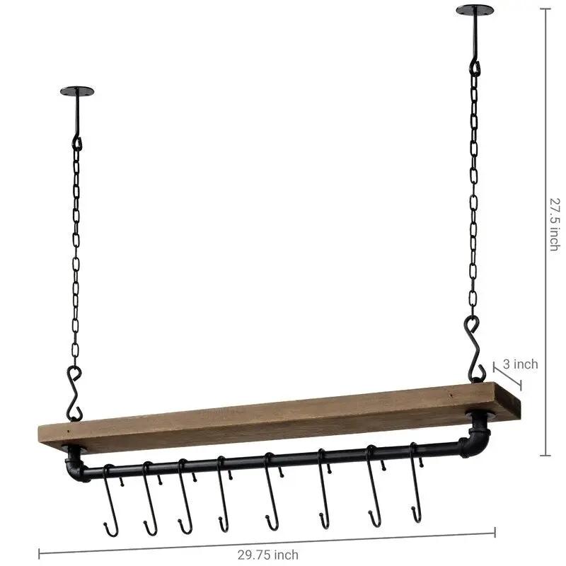 FarmHome Rustic Industrial 8 S-Hooks Ceiling Mounted Hanging Pot Rack by HomePacific