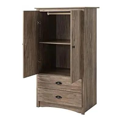 FarmHome Rustic 2 Drawer Bedroom Storage Armoire Grey Oak by HomePacific