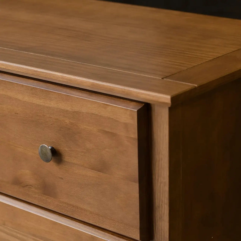 Farmhouse Solid Pine Wood 6 Drawer Dresser in Walnut Finish by HomePacific