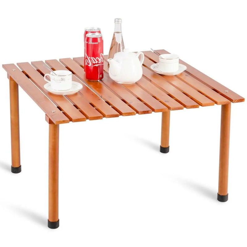 Outdoor Portable Roll-Up Folding Wood Patio Table with Carry Bag by HomePacific