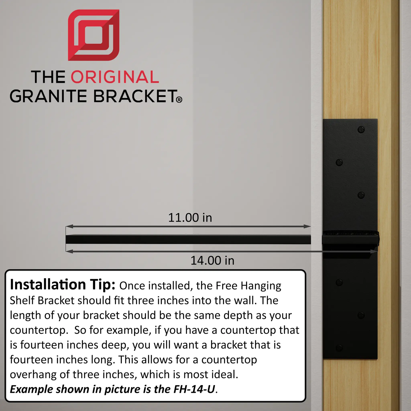 Industrial 1 inch Free Hanging Shelf Bracket® by The Original Granite Bracket