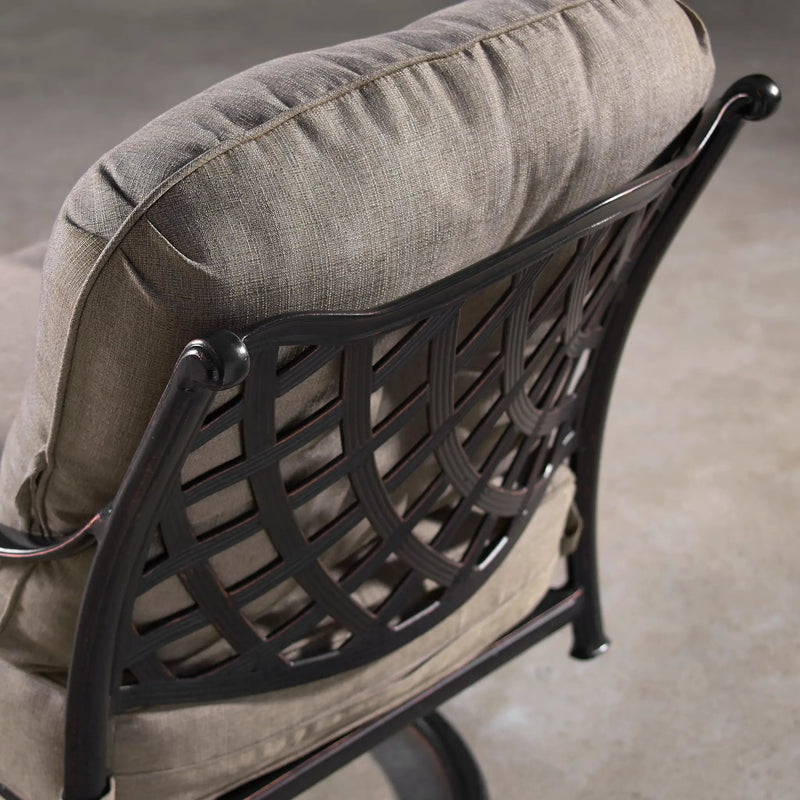 Aluminum Modern Deep Seating Swivel Rocking Club Chairs Tan Cushions by Sharicks