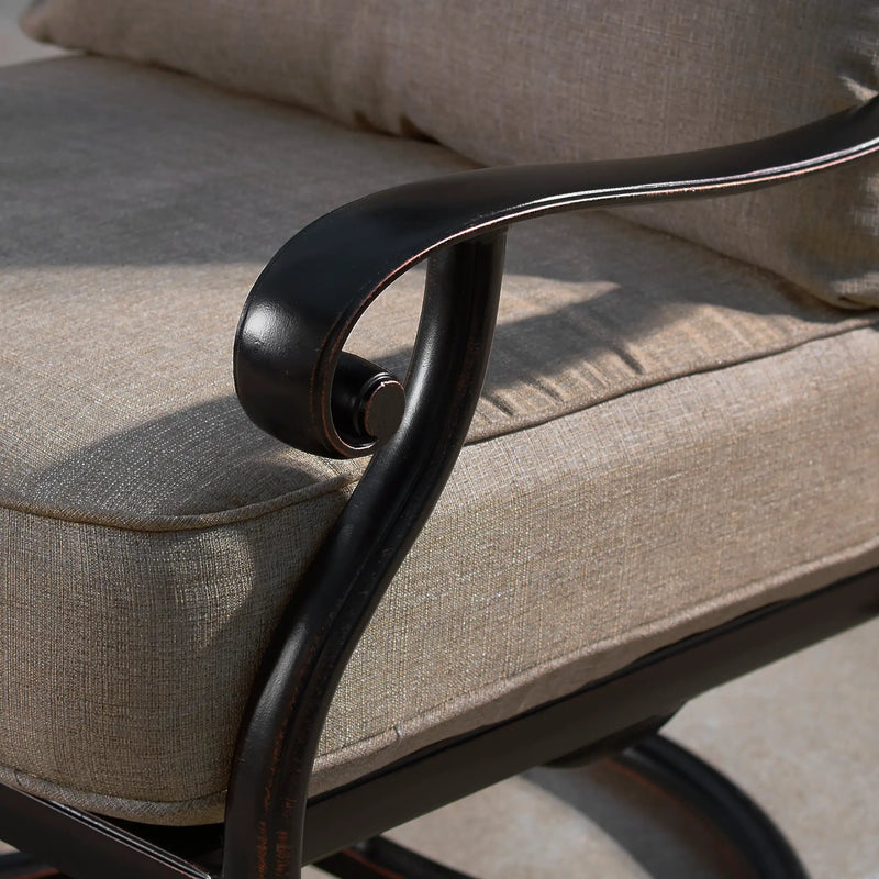 Aluminum Modern Deep Seating Swivel Rocking Club Chairs Tan Cushions by Sharicks