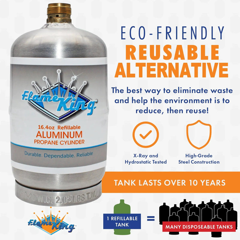 Flame King Eco Friendly Sustainable 1lb Aluminum Refillable Propane Tank LP Cylinder by Flame King Products