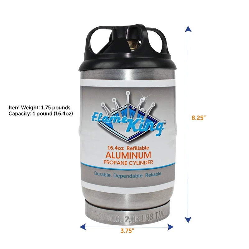 Flame King 1lb Aluminum Refillable Propane Tank LP Cylinder - 2 Pack Eco Friendly Sustainable Tank by Flame King Products