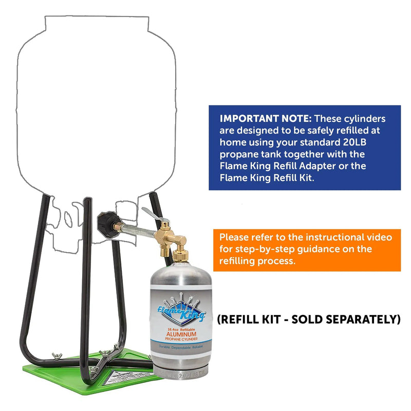 Flame King 1lb Aluminum Refillable Propane Tank LP Cylinder - 2 Pack Eco Friendly Sustainable Tank by Flame King Products