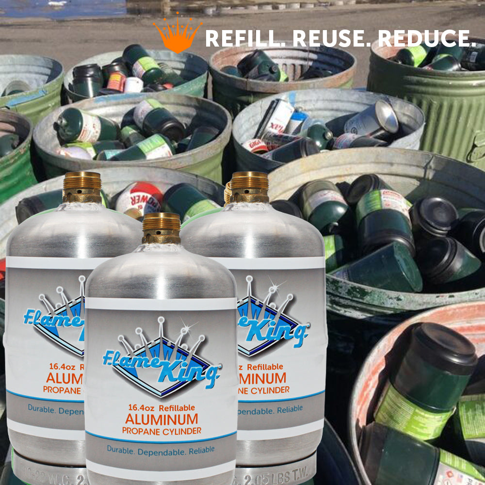 Flame King 1lb Aluminum Refillable Propane Tank LP Cylinder - 2 Pack Eco Friendly Sustainable Tank by Flame King Products