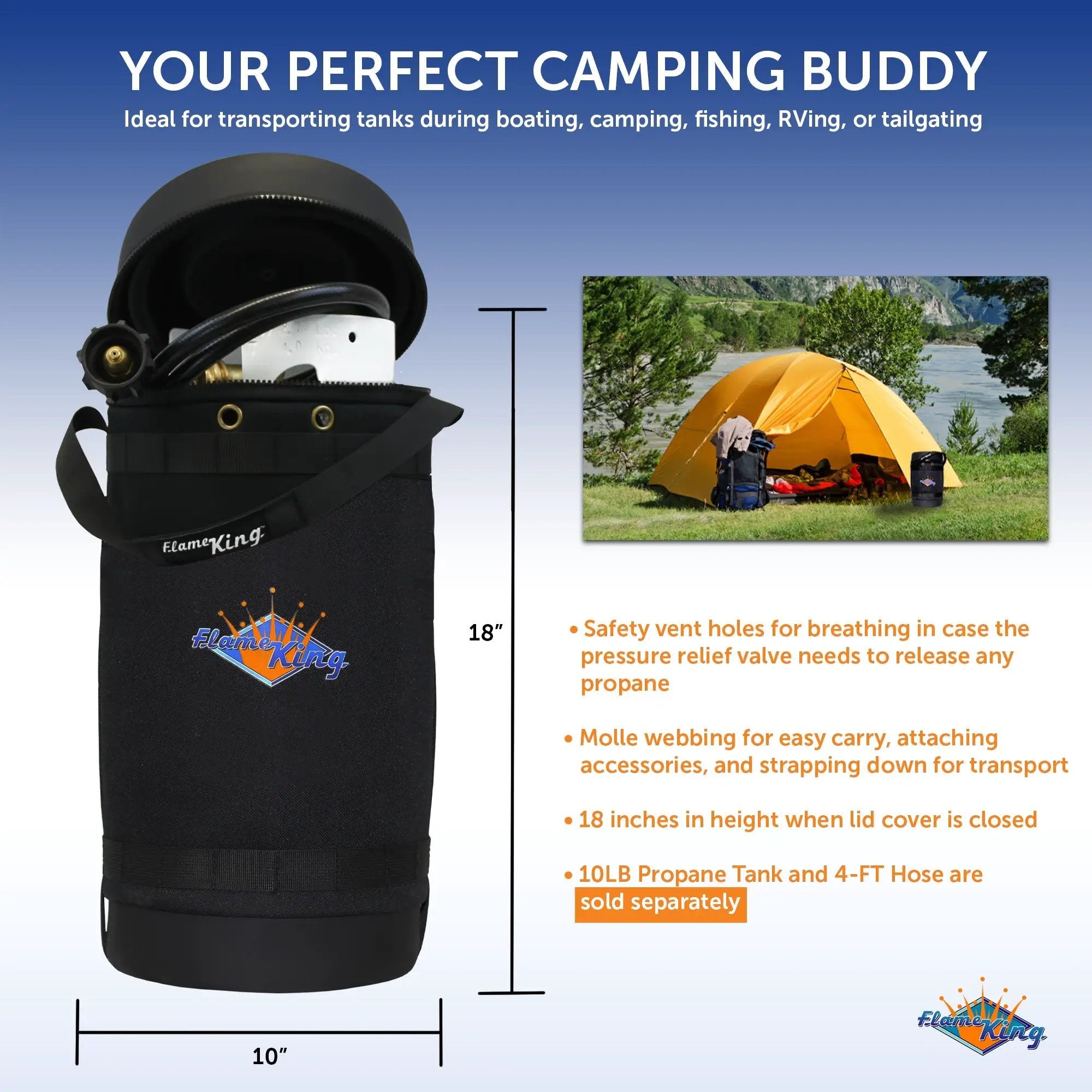 Flame King Propane Gas Hauler for 10lb Propane Tank Insulated Protective Carry Case by Flame King Products