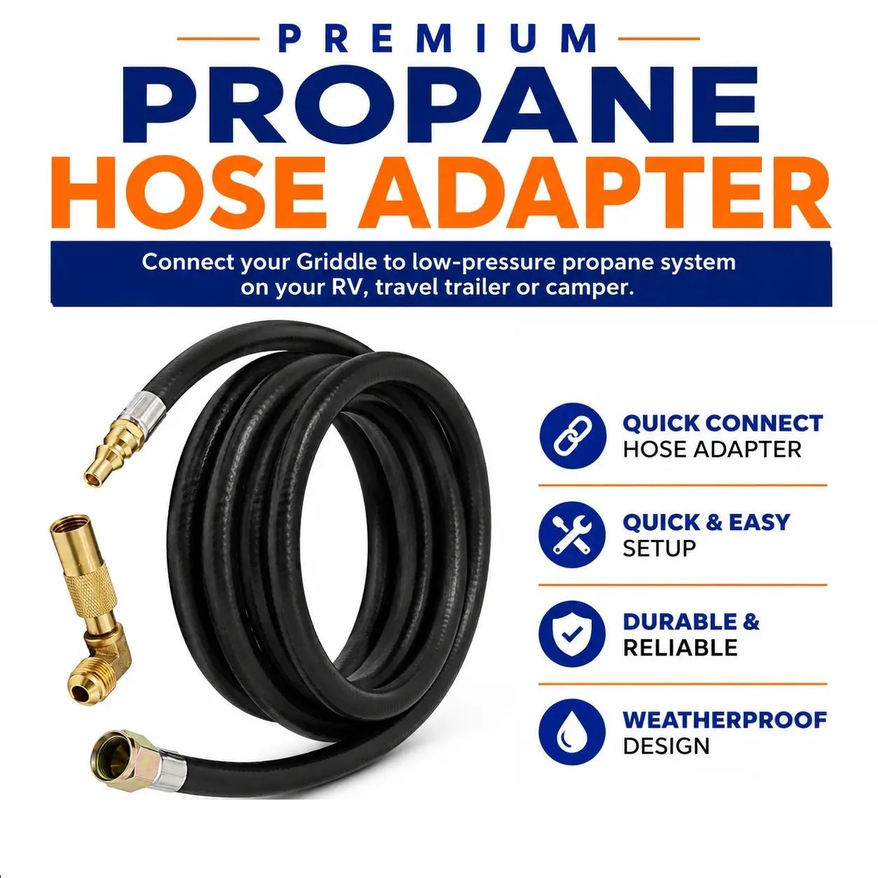Flame King 12ft RV Quick Connect Hose Adapter for 17" or 22" Griddle by Flame King Products