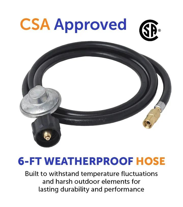 Flame King Regulator Hose Adapter Connect to 20Lb Tank for 17 and 22 inch Tabletop Grill Griddle, 6 Feet by Flame King Products