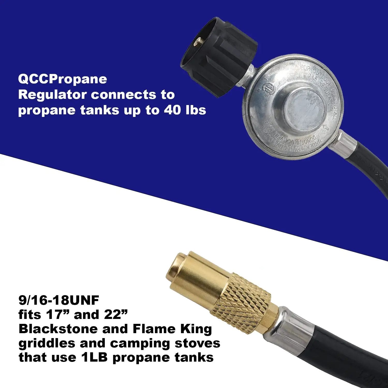 Flame King Regulator Hose Adapter Connect to 20Lb Tank for 17 and 22 inch Tabletop Grill Griddle, 6 Feet by Flame King Products