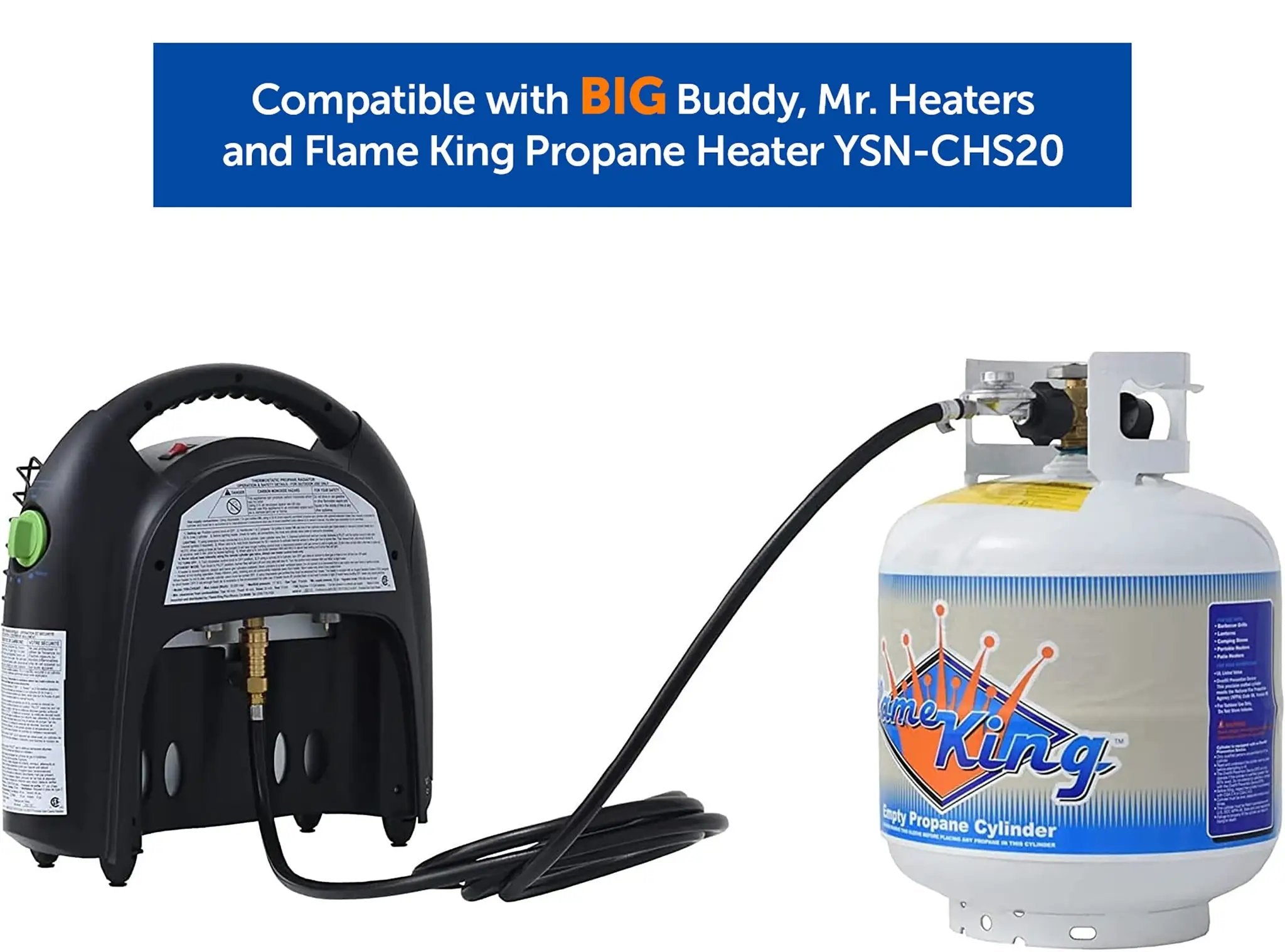 12FT QCC/Type 1 Regulator Hose with 1/4 Quick-Connect Adapter for Flame King Heaters and Buddy Mr Heaters by Flame King Products