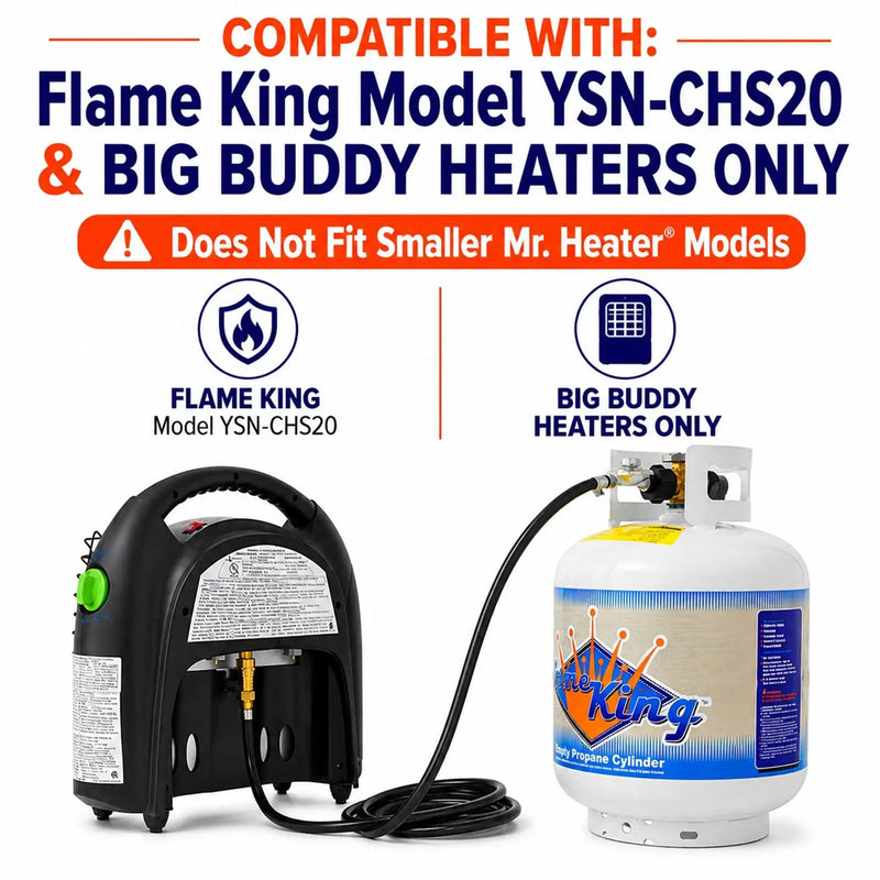 12FT QCC/Type 1 Regulator Hose with 1/4 Quick-Connect Adapter for Flame King Heaters and Buddy Mr Heaters by Flame King Products