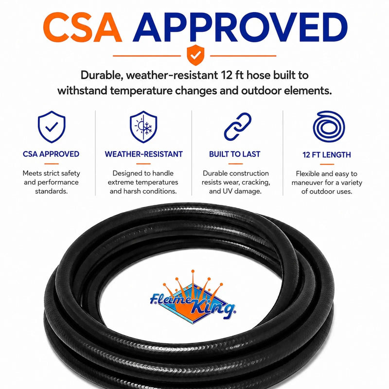 12FT QCC/Type 1 Regulator Hose with 1/4 Quick-Connect Adapter for Flame King Heaters and Buddy Mr Heaters by Flame King Products