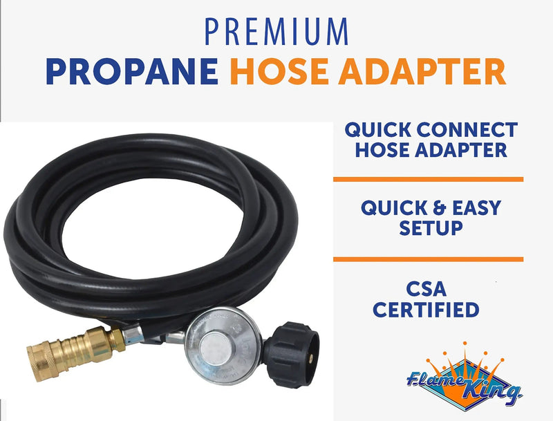 12FT QCC/Type 1 Regulator Hose with 1/4 Quick-Connect Adapter for Flame King Heaters and Buddy Mr Heaters by Flame King Products