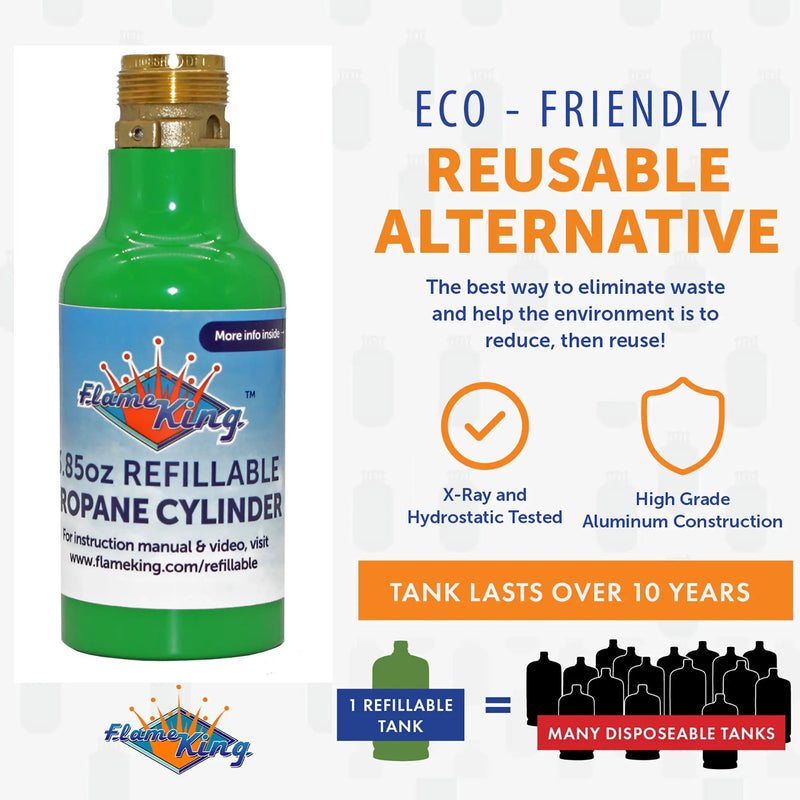 Flame King Eco Friendly 1/4 lb Refillable Mini Propane Tank Cylinder by Flame King Products
