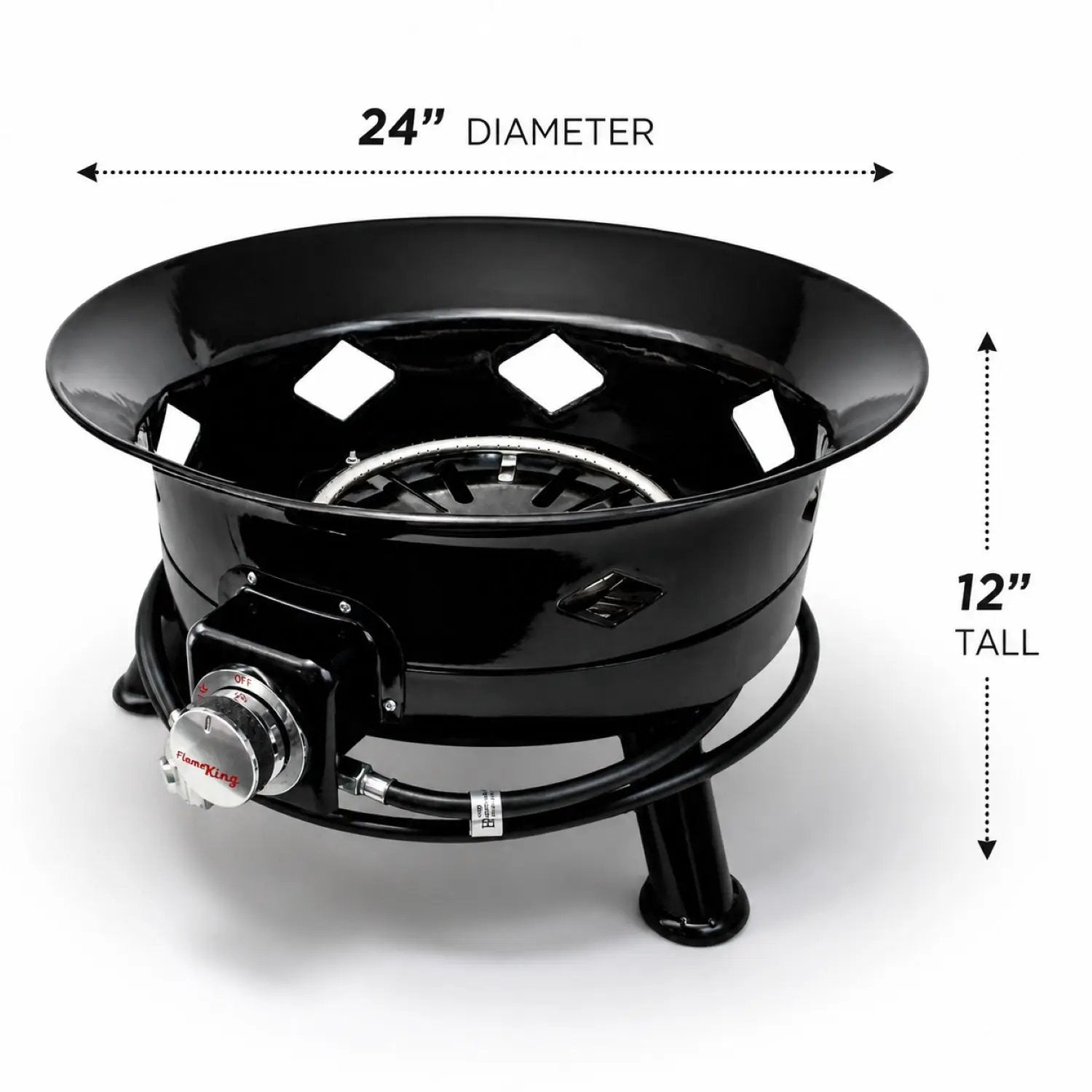 Flame King Outdoor Portable Propane Gas 24" Fire Pit Bowl with Self Igniter Cover Carry Straps by Flame King Products