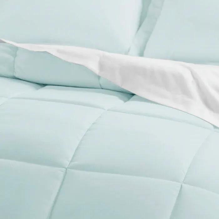 Full Size Microfiber 6-Piece Reversible Bed-in-a-Bag Comforter Set in Aqua Blue by HomePacific