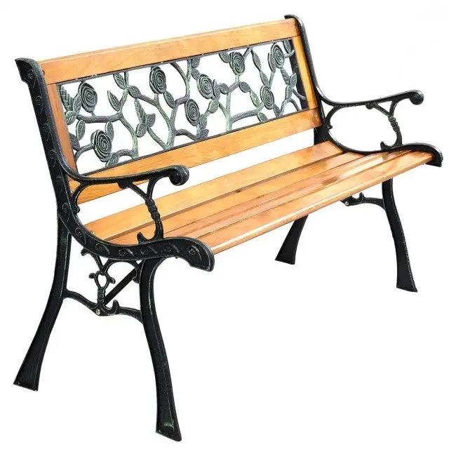 Flowers Outdoor Patio Park Cast Iron Garden Porch Chair Bench by HomePacific