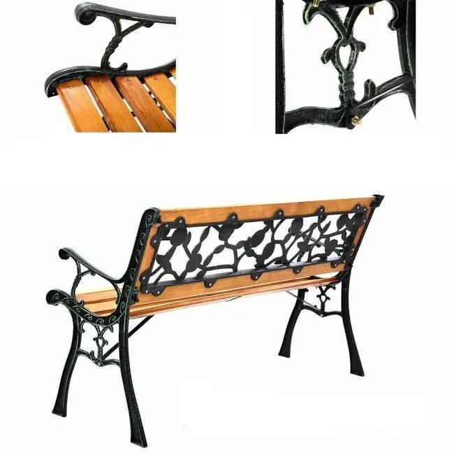 Flowers Outdoor Patio Park Cast Iron Garden Porch Chair Bench by HomePacific