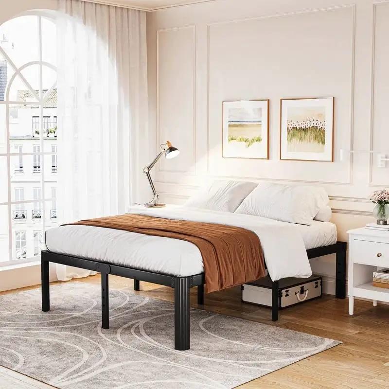 Full size Heavy Duty Metal Bed Frame Platform with Round Edge Legs by HomePacific
