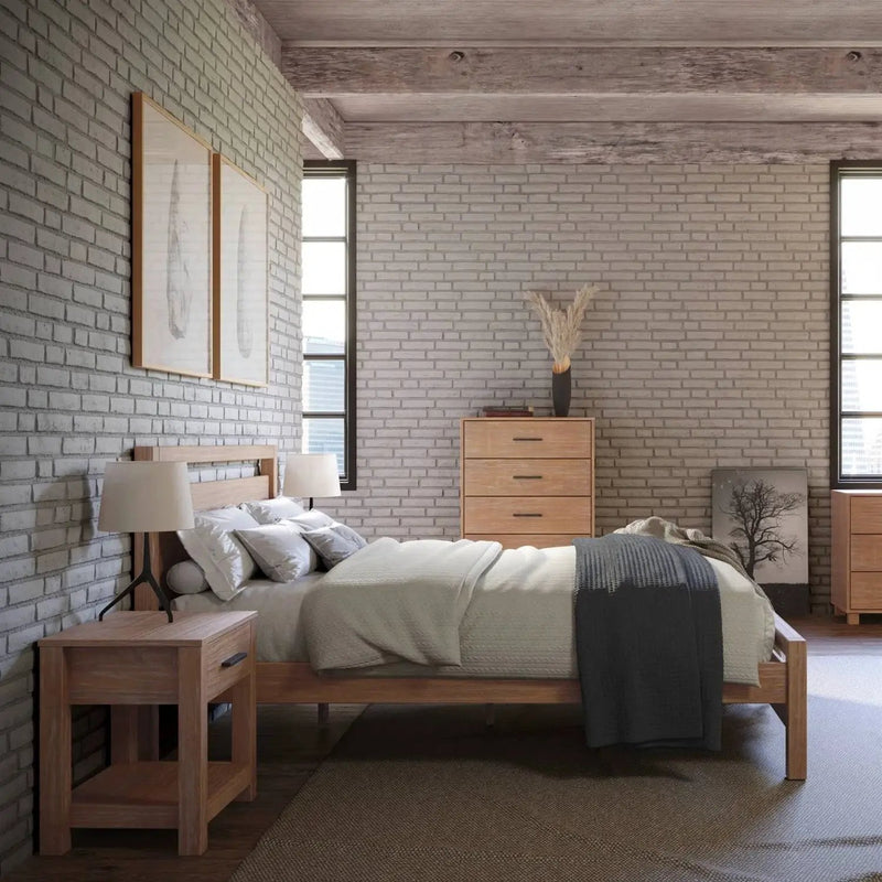 Full size Farmhouse Solid Wood Platform Bed Frame with Headboard Footboard by HomePacific