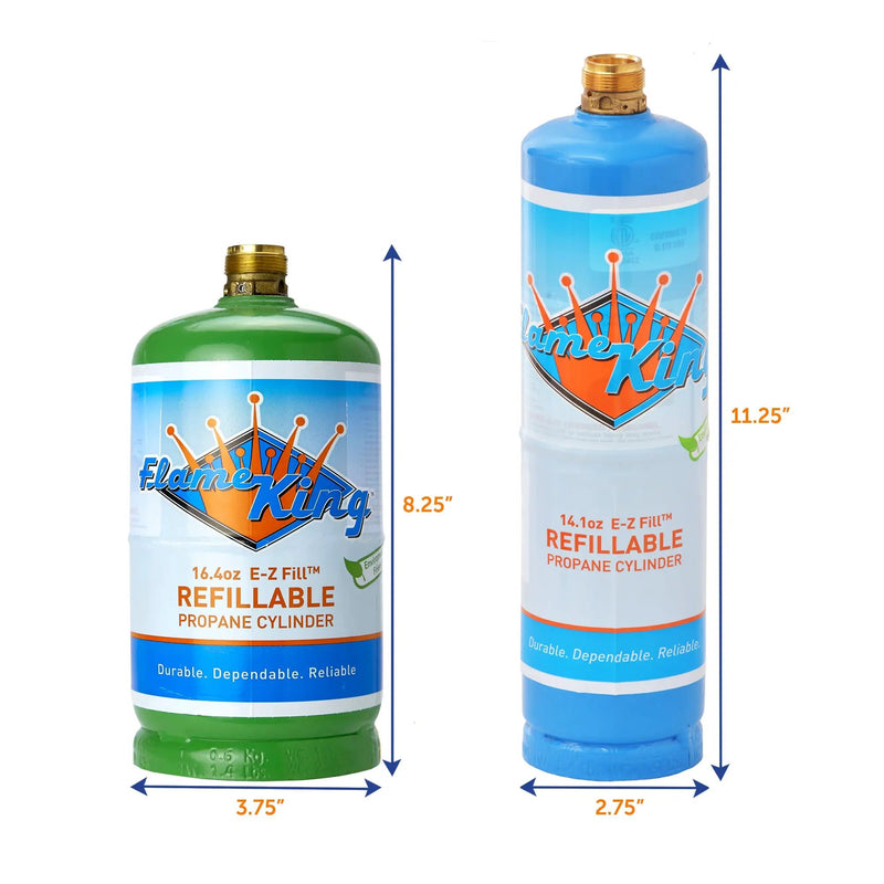Flame King Eco Friendly Sustainable 1lb Refillable Propane Cylinder + Kit 14.1 oz by Flame King Products