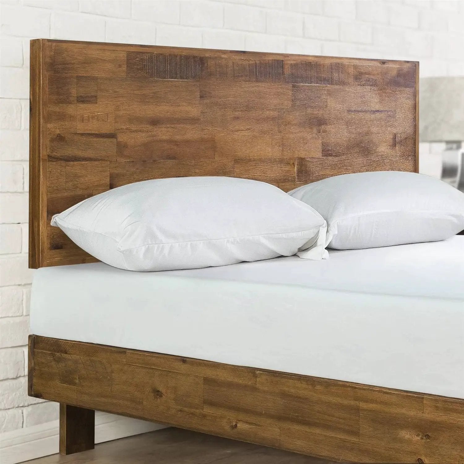 Full size Solid Wood Modern Platform Bed Frame with Adjustable Height Headboard by HomePacific