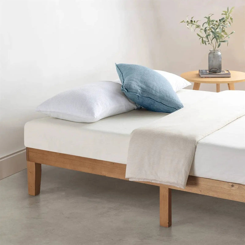 Full size Solid Wood Platform Bed Frame in Natural Wooden Finish by HomePacific