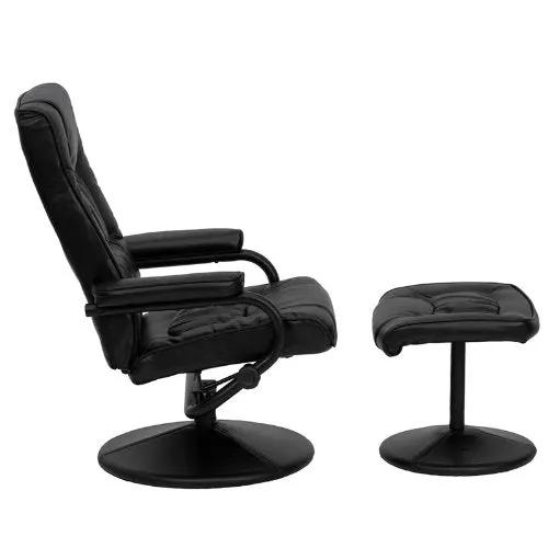 Black Faux Leather Recliner Chair with Swivel Seat and Ottoman by HomePacific