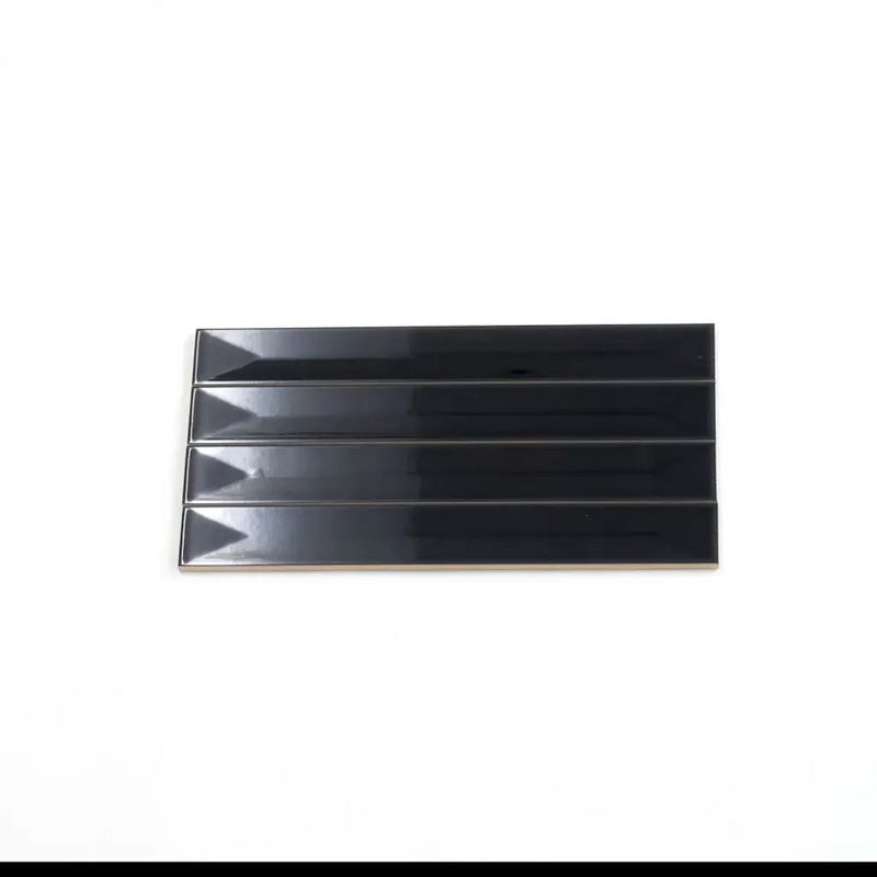 Jet Black 2x16 Glossy Ceramic Deco Subway Tile (50 pack,10.76 sq ft/case) by Apollo Tile