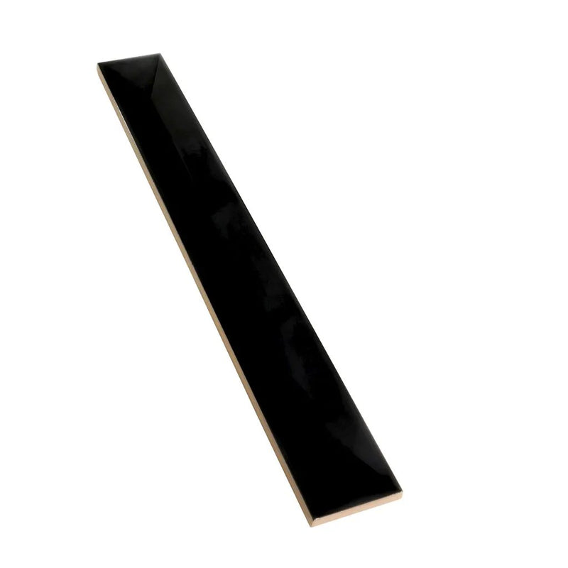 Jet Black 2x16 Glossy Ceramic Deco Subway Tile (50 pack,10.76 sq ft/case) by Apollo Tile
