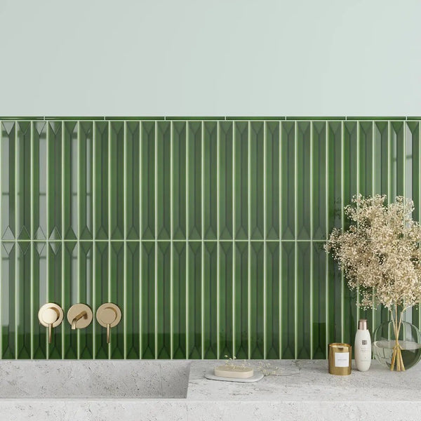 Forest Green 2x16 Glossy Ceramic Deco Subway Tile (50 pack,10.76 sq ft/case)