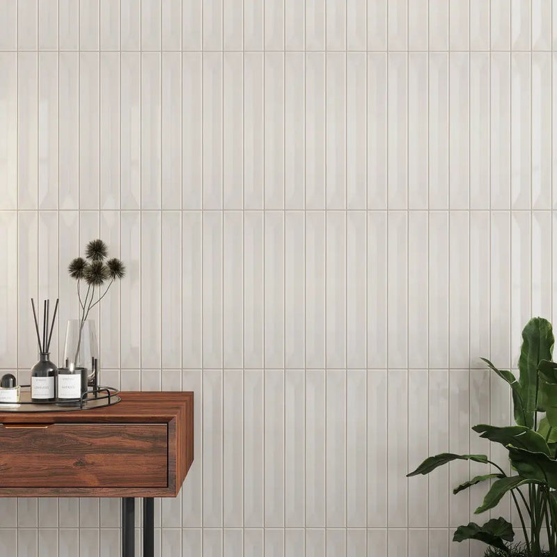 Soft Dove Gray 2x16 Glossy Ceramic Deco Subway Tile (50 pack,10.76 sq ft/case) by Apollo Tile