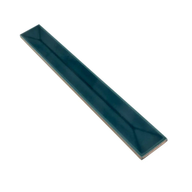 Emerald Petrol Blue 2x16 Glossy Ceramic Deco Subway Tile (50 pack,10.76 sq ft/case) by Apollo Tile