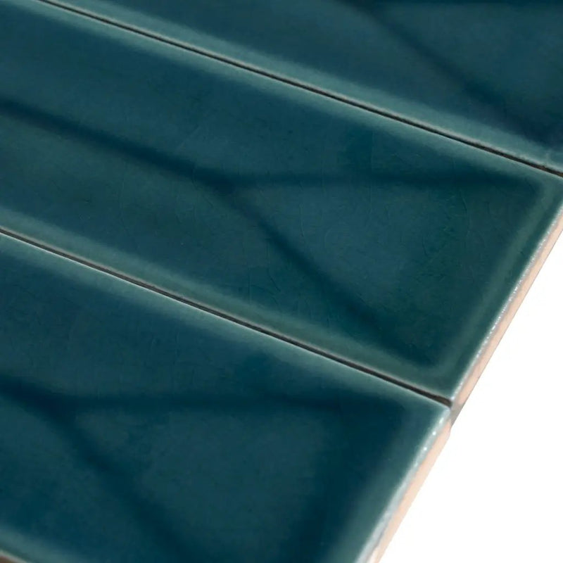 Emerald Petrol Blue 2x16 Glossy Ceramic Deco Subway Tile (50 pack,10.76 sq ft/case) by Apollo Tile