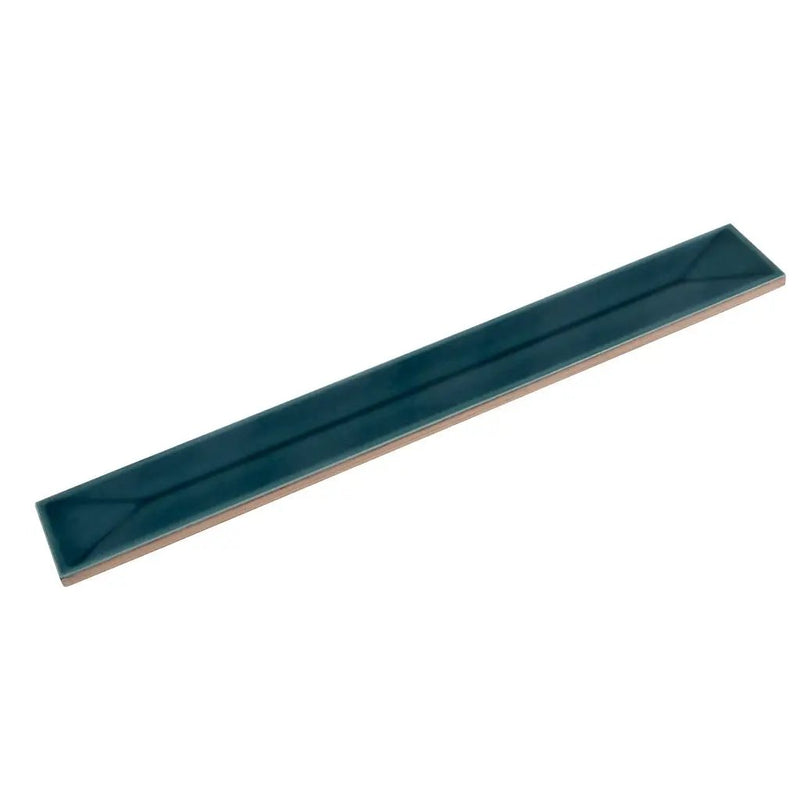 Emerald Petrol Blue 2x16 Glossy Ceramic Deco Subway Tile (50 pack,10.76 sq ft/case) by Apollo Tile
