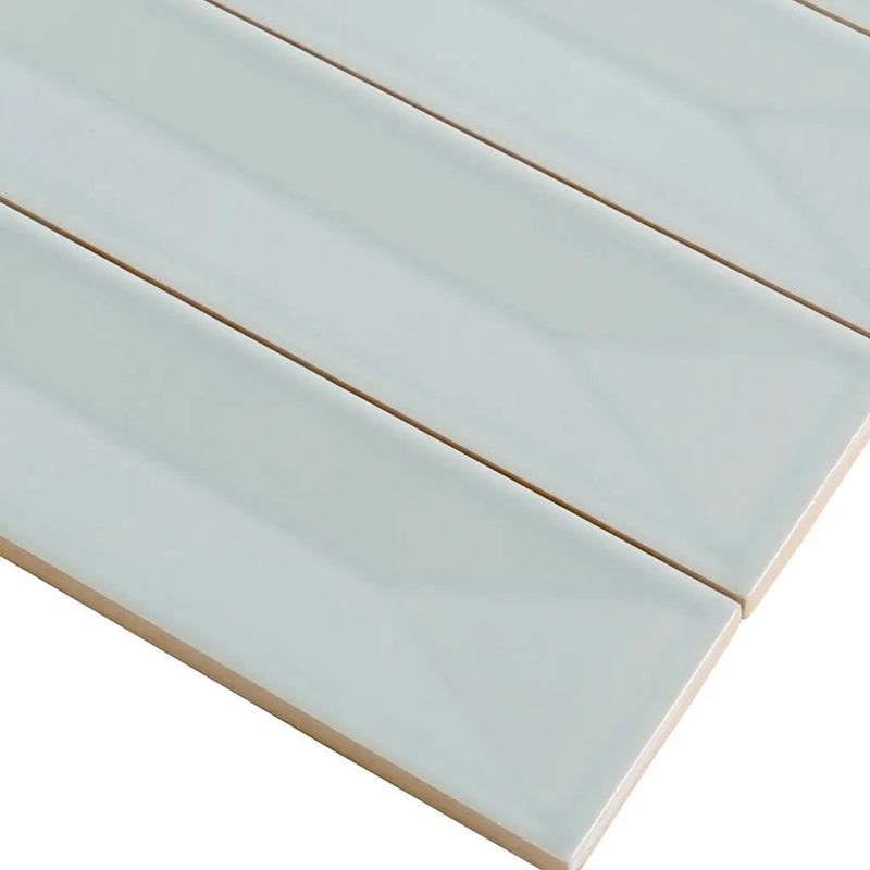 Pastel light Blue 2x16 Glossy Ceramic Deco Subway Tile (50 pack,10.76 sq ft/case) by Apollo Tile
