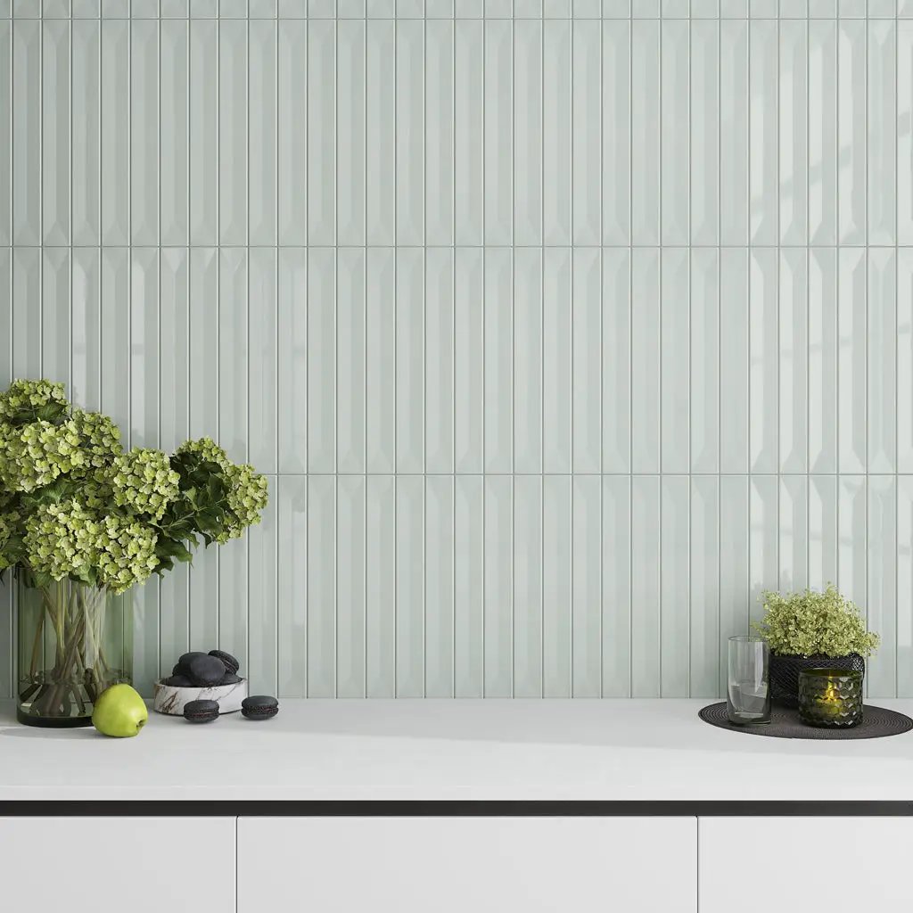 Pastel light Blue 2x16 Glossy Ceramic Deco Subway Tile (50 pack,10.76 sq ft/case) by Apollo Tile