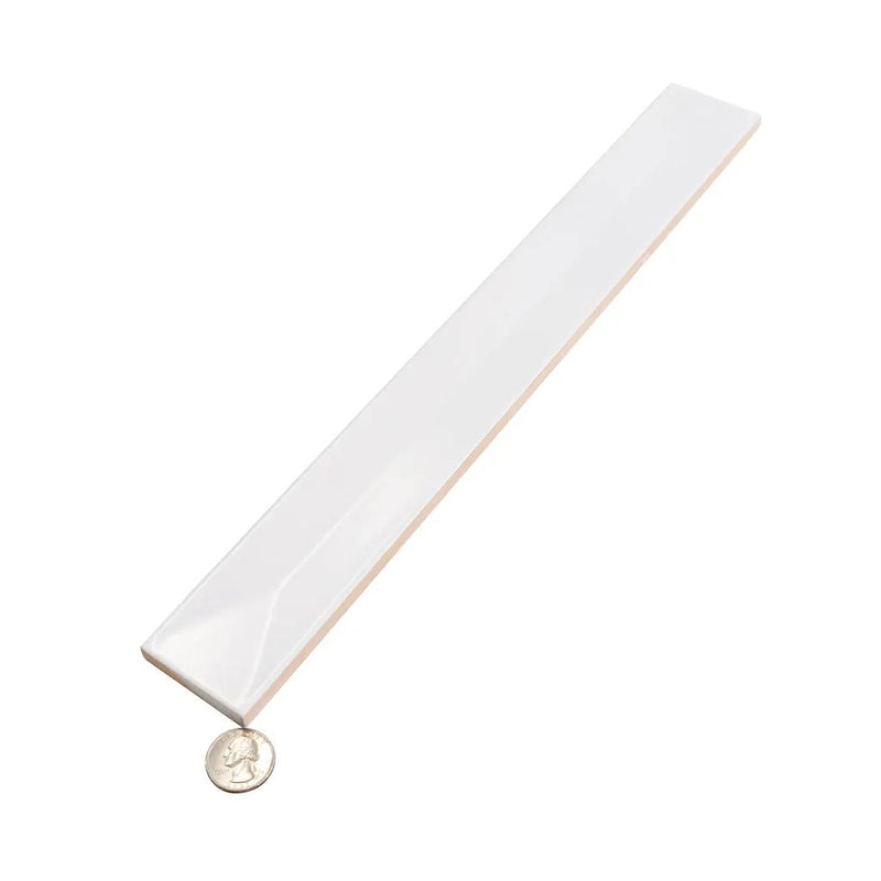 Snow White 2x16 Glossy Ceramic Deco Subway Tile (50 pack,10.76 sq ft/case) by Apollo Tile