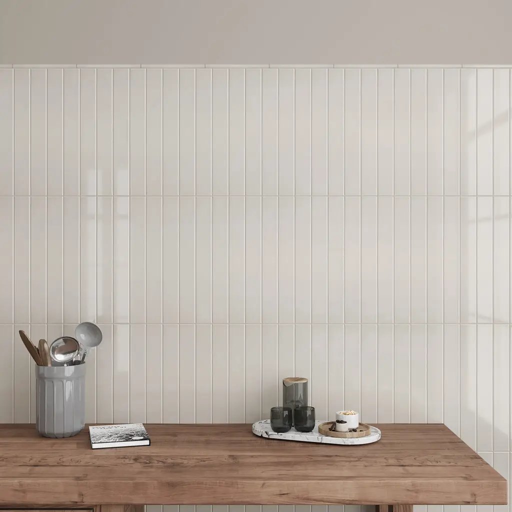 Soft Dove Gray 0.5x8 Glossy Ceramic Pencil Tile Trim (10 pack, 0.27 sq ft/case) by Apollo Tile